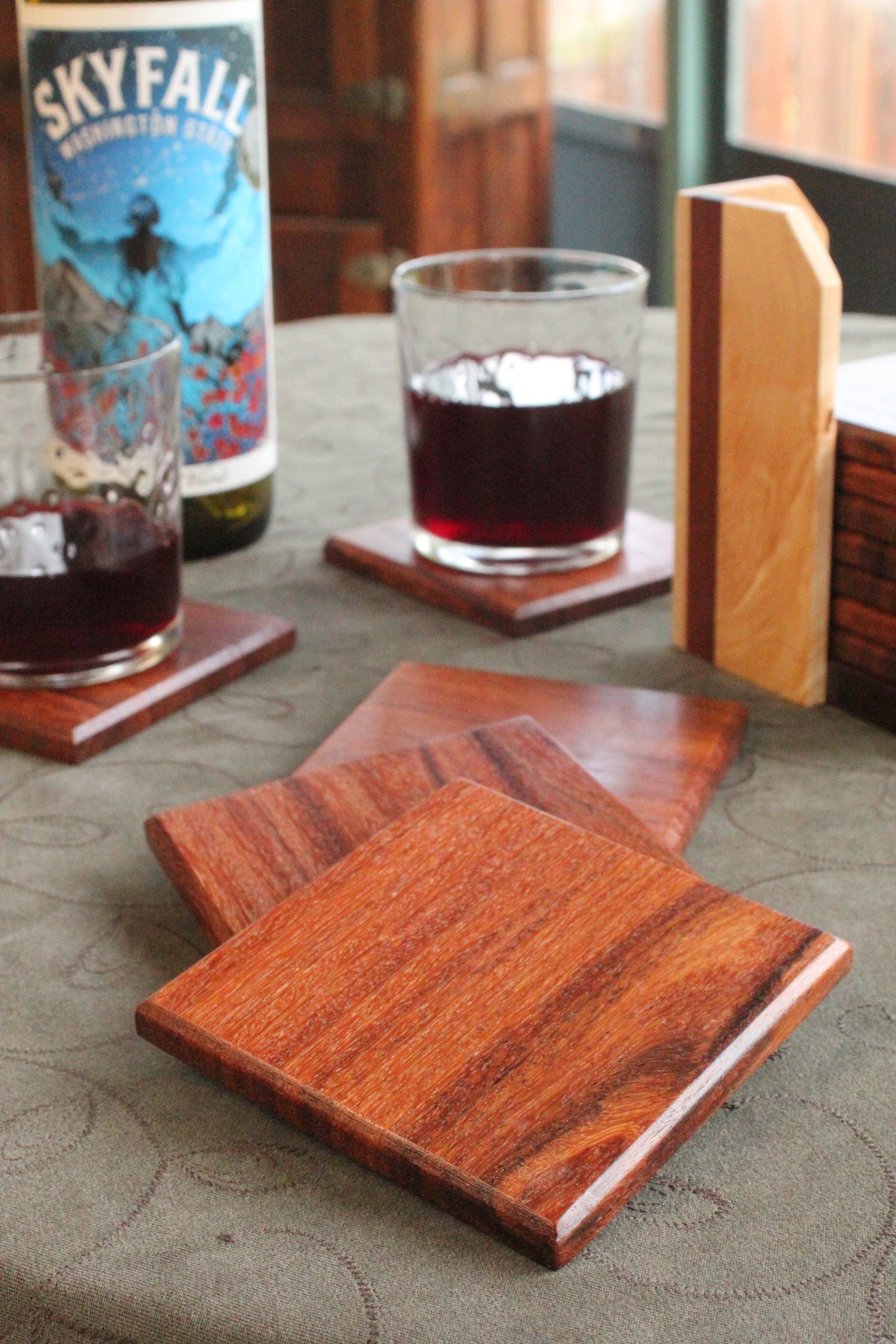 Santos Mahogany coasters with caddy
