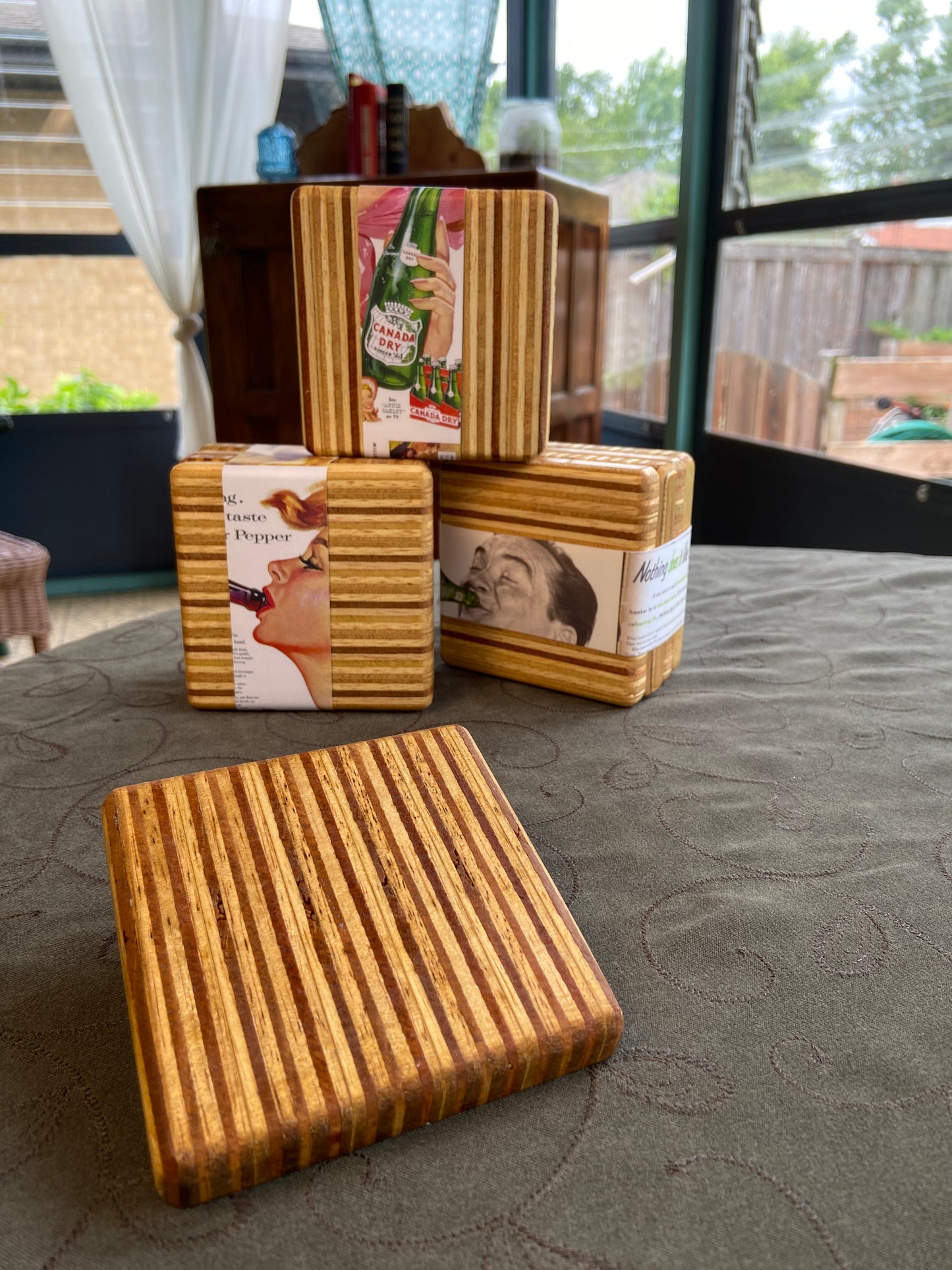 Striped MCM coasters